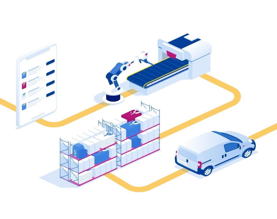 Order fulfillment — picking, packing and local delivery illustration